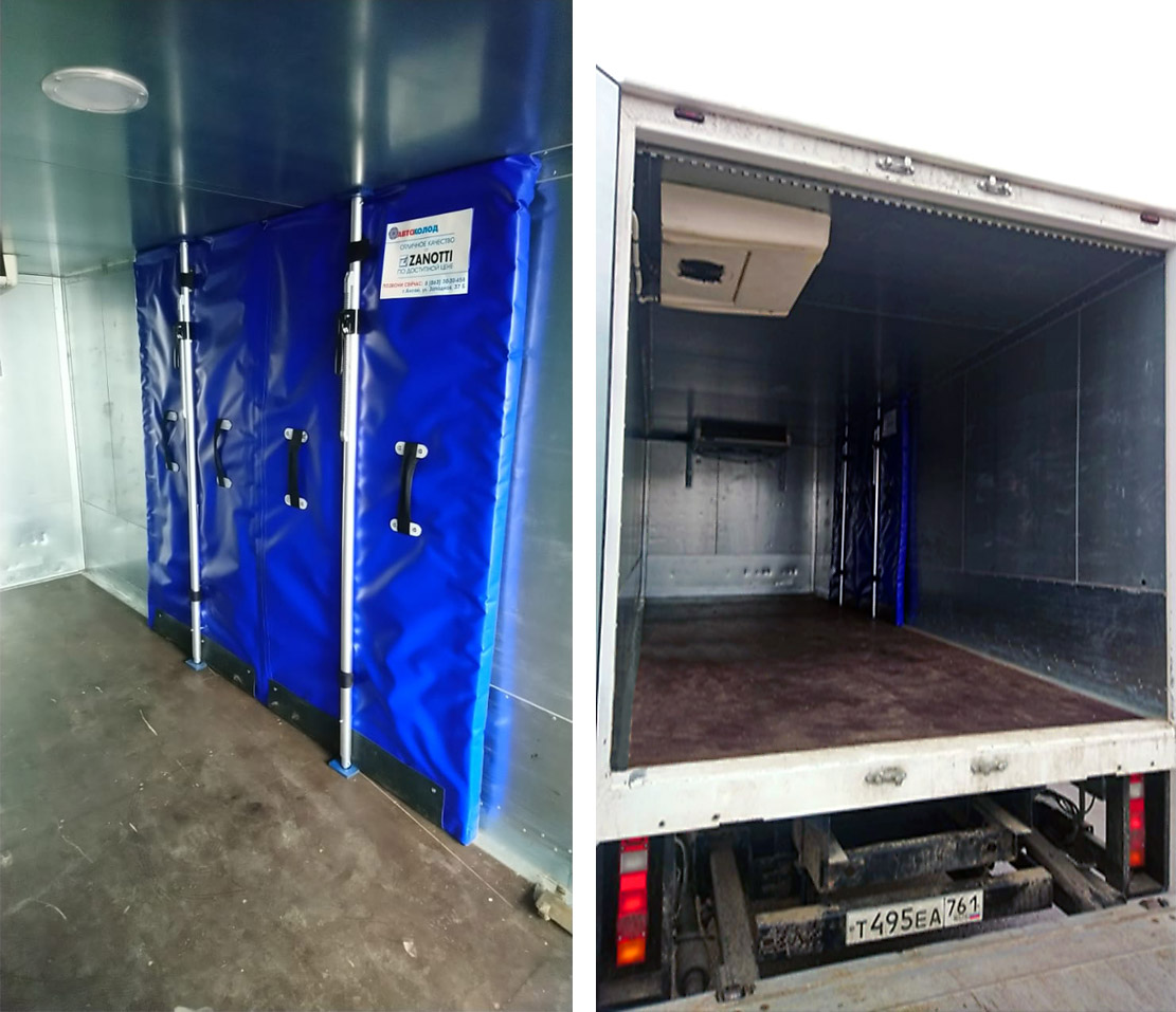 Монтаж мягкой передвижной перегородки для фургона