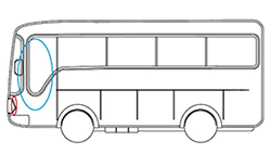 Один испаритель, встроенный в родную систему вентиляции автобуса.